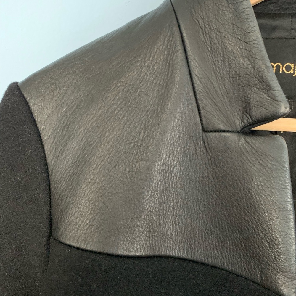 Maje Wool/Leather Coat, Size 2 (Medium) - Picture 3 of 8